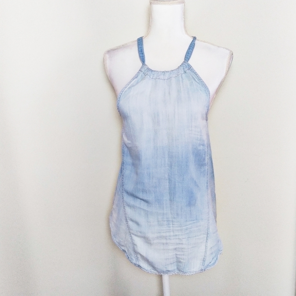 Cloth & Stone Light Wash Ombré Chambray Halter Top